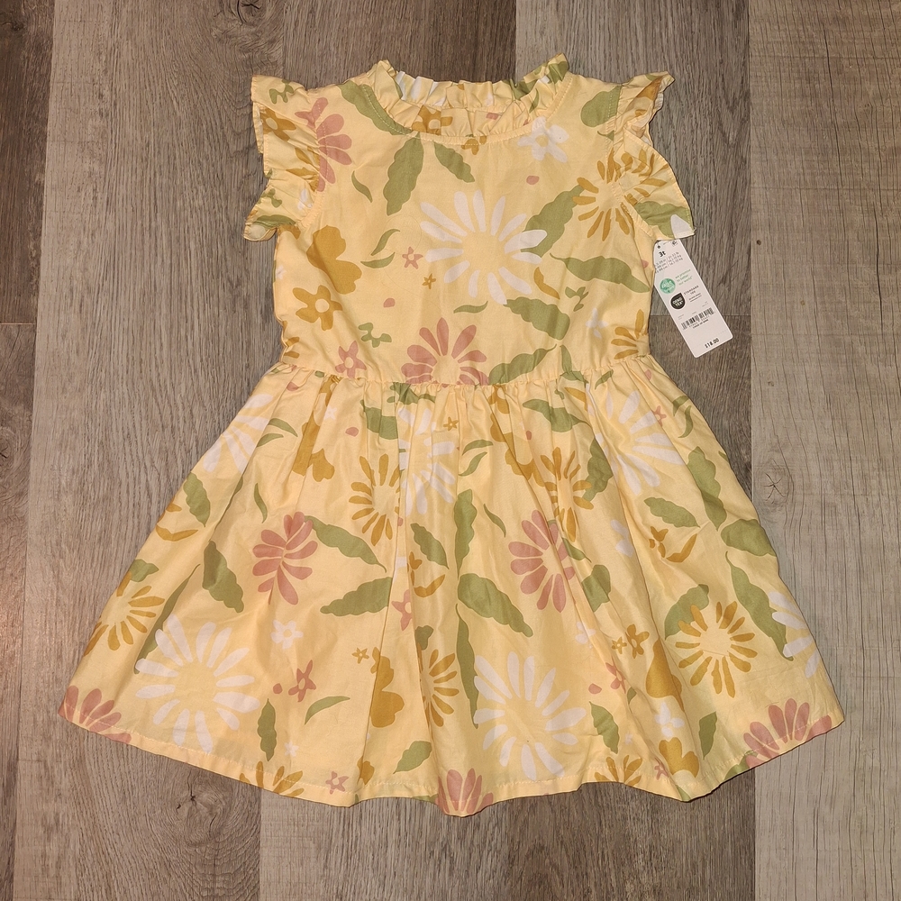 🌟 NWT Child of Mine Yellow Floral Kids Dress 🌟